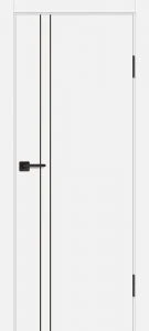 Межкомнатная дверь P-20 AL черный молдинг Белый матовый