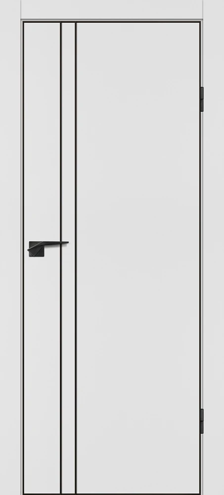 Фото Межкомнатная дверь P-20  черный молдинг PET,  кромка ABS черная c 4-х ст. Белый матовый