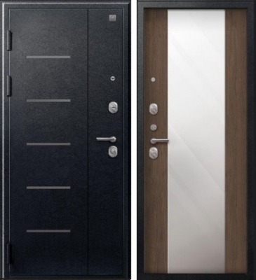 Дверь V-04 Черный муар - Миндаль Зеркало